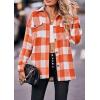 imagePRETTYGARDEN Womens Fall Clothes Plaid Shacket Jacket Trendy Casual Long Sleeve Button Down Flannel Shirts Fashion BlousePlaid Orange White