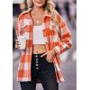 imagePRETTYGARDEN Womens Fall Clothes Plaid Shacket Jacket Trendy Casual Long Sleeve Button Down Flannel Shirts Fashion BlousePlaid Orange White