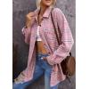 imagePRETTYGARDEN Womens Fall Clothes Plaid Shacket Jacket Trendy Casual Long Sleeve Button Down Flannel Shirts Fashion BlousePlaid Pink