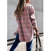imagePRETTYGARDEN Womens Fall Clothes Plaid Shacket Jacket Trendy Casual Long Sleeve Button Down Flannel Shirts Fashion BlousePlaid Pink