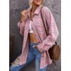 imagePRETTYGARDEN Womens Fall Clothes Plaid Shacket Jacket Trendy Casual Long Sleeve Button Down Flannel Shirts Fashion BlousePlaid Pink