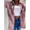 imagePRETTYGARDEN Womens Fall Clothes Plaid Shacket Jacket Trendy Casual Long Sleeve Button Down Flannel Shirts Fashion BlousePlaid Pink