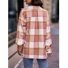imagePRETTYGARDEN Womens Fall Clothes Plaid Shacket Jacket Trendy Casual Long Sleeve Button Down Flannel Shirts Fashion BlousePlaid Pink White