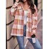 imagePRETTYGARDEN Womens Fall Clothes Plaid Shacket Jacket Trendy Casual Long Sleeve Button Down Flannel Shirts Fashion BlousePlaid Pink White