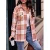 imagePRETTYGARDEN Womens Fall Clothes Plaid Shacket Jacket Trendy Casual Long Sleeve Button Down Flannel Shirts Fashion BlousePlaid Pink White