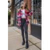 imagePRETTYGARDEN Womens Fall Clothes Plaid Shacket Jacket Trendy Casual Long Sleeve Button Down Flannel Shirts Fashion BlousePlaid Print Red