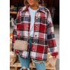 imagePRETTYGARDEN Womens Fall Clothes Plaid Shacket Jacket Trendy Casual Long Sleeve Button Down Flannel Shirts Fashion BlousePlaid Print Red