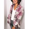 imagePRETTYGARDEN Womens Fall Clothes Plaid Shacket Jacket Trendy Casual Long Sleeve Button Down Flannel Shirts Fashion BlousePlaid Red