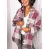 imagePRETTYGARDEN Womens Fall Clothes Plaid Shacket Jacket Trendy Casual Long Sleeve Button Down Flannel Shirts Fashion BlousePlaid Red