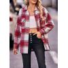 imagePRETTYGARDEN Womens Fall Clothes Plaid Shacket Jacket Trendy Casual Long Sleeve Button Down Flannel Shirts Fashion BlousePlaid Red White