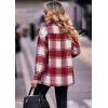 imagePRETTYGARDEN Womens Fall Clothes Plaid Shacket Jacket Trendy Casual Long Sleeve Button Down Flannel Shirts Fashion BlousePlaid Red White