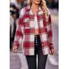 imagePRETTYGARDEN Womens Fall Clothes Plaid Shacket Jacket Trendy Casual Long Sleeve Button Down Flannel Shirts Fashion BlousePlaid Red White