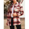 imagePRETTYGARDEN Womens Fall Clothes Plaid Shacket Jacket Trendy Casual Long Sleeve Button Down Flannel Shirts Fashion BlouseRed