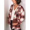 imagePRETTYGARDEN Womens Fall Clothes Plaid Shacket Jacket Trendy Casual Long Sleeve Button Down Flannel Shirts Fashion BlouseRed