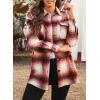 imagePRETTYGARDEN Womens Fall Clothes Plaid Shacket Jacket Trendy Casual Long Sleeve Button Down Flannel Shirts Fashion BlouseRed