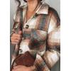 imagePRETTYGARDEN Womens Fall Clothes Plaid Shacket Jacket Trendy Casual Long Sleeve Button Down Flannel Shirts Fashion BlouseWine Red