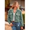 imagePRETTYGARDEN Womens Fall Clothes Sherpa Shacket Jacket Fuzzy Lapel Button Down Cropped Coat Winter OuterwearLight Green
