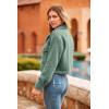 imagePRETTYGARDEN Womens Fall Clothes Sherpa Shacket Jacket Fuzzy Lapel Button Down Cropped Coat Winter OuterwearLight Green