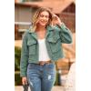 imagePRETTYGARDEN Womens Fall Clothes Sherpa Shacket Jacket Fuzzy Lapel Button Down Cropped Coat Winter OuterwearLight Green