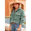 imagePRETTYGARDEN Womens Fall Clothes Sherpa Shacket Jacket Fuzzy Lapel Button Down Cropped Coat Winter OuterwearLight Green