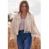 imagePRETTYGARDEN Womens Fringe Faux Suede Leather Jackets 2025 Fashion Tassel Motorcycle Cropped CoatsBeige Apricot