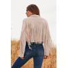 imagePRETTYGARDEN Womens Fringe Faux Suede Leather Jackets 2025 Fashion Tassel Motorcycle Cropped CoatsBeige Apricot