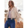 imagePRETTYGARDEN Womens Fringe Faux Suede Leather Jackets 2025 Fashion Tassel Motorcycle Cropped CoatsBeige Apricot
