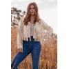 imagePRETTYGARDEN Womens Fringe Faux Suede Leather Jackets 2025 Fashion Tassel Motorcycle Cropped CoatsBeige Apricot