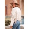 imagePRETTYGARDEN Womens Fringe Faux Suede Leather Jackets 2025 Fashion Tassel Motorcycle Cropped CoatsBeige White