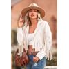 imagePRETTYGARDEN Womens Fringe Faux Suede Leather Jackets 2025 Fashion Tassel Motorcycle Cropped CoatsBeige White