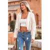 imagePRETTYGARDEN Womens Fringe Faux Suede Leather Jackets 2025 Fashion Tassel Motorcycle Cropped CoatsBeige White