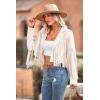 imagePRETTYGARDEN Womens Fringe Faux Suede Leather Jackets 2025 Fashion Tassel Motorcycle Cropped CoatsBeige White