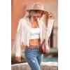 imagePRETTYGARDEN Womens Fringe Faux Suede Leather Jackets 2025 Fashion Tassel Motorcycle Cropped CoatsBeige White