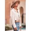 imagePRETTYGARDEN Womens Fringe Faux Suede Leather Jackets 2025 Fashion Tassel Motorcycle Cropped CoatsBeige White
