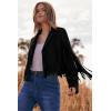 imagePRETTYGARDEN Womens Fringe Faux Suede Leather Jackets 2025 Fashion Tassel Motorcycle Cropped CoatsBlack