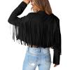 imagePRETTYGARDEN Womens Fringe Faux Suede Leather Jackets 2025 Fashion Tassel Motorcycle Cropped CoatsBlack