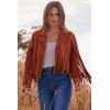 imagePRETTYGARDEN Womens Fringe Faux Suede Leather Jackets 2025 Fashion Tassel Motorcycle Cropped CoatsBrick Red