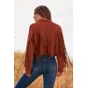 imagePRETTYGARDEN Womens Fringe Faux Suede Leather Jackets 2025 Fashion Tassel Motorcycle Cropped CoatsBrick Red