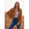 imagePRETTYGARDEN Womens Fringe Faux Suede Leather Jackets 2025 Fashion Tassel Motorcycle Cropped CoatsBrown Yellow