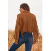 imagePRETTYGARDEN Womens Fringe Faux Suede Leather Jackets 2025 Fashion Tassel Motorcycle Cropped CoatsBrown Yellow