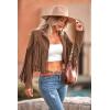 imagePRETTYGARDEN Womens Fringe Faux Suede Leather Jackets 2025 Fashion Tassel Motorcycle Cropped CoatsCoffee