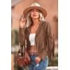 imagePRETTYGARDEN Womens Fringe Faux Suede Leather Jackets 2025 Fashion Tassel Motorcycle Cropped CoatsCoffee