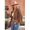 imagePRETTYGARDEN Womens Fringe Faux Suede Leather Jackets 2025 Fashion Tassel Motorcycle Cropped CoatsCoffee