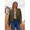 imagePRETTYGARDEN Womens Fringe Faux Suede Leather Jackets 2025 Fashion Tassel Motorcycle Cropped CoatsDark Army Green