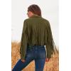 imagePRETTYGARDEN Womens Fringe Faux Suede Leather Jackets 2025 Fashion Tassel Motorcycle Cropped CoatsDark Army Green