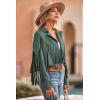 imagePRETTYGARDEN Womens Fringe Faux Suede Leather Jackets 2025 Fashion Tassel Motorcycle Cropped CoatsGreen