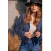 imagePRETTYGARDEN Womens Fringe Faux Suede Leather Jackets 2025 Fashion Tassel Motorcycle Cropped CoatsHaze Blue