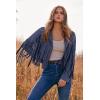 imagePRETTYGARDEN Womens Fringe Faux Suede Leather Jackets 2025 Fashion Tassel Motorcycle Cropped CoatsHaze Blue