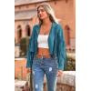 imagePRETTYGARDEN Womens Fringe Faux Suede Leather Jackets 2025 Fashion Tassel Motorcycle Cropped CoatsLake Blue