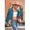 imagePRETTYGARDEN Womens Fringe Faux Suede Leather Jackets 2025 Fashion Tassel Motorcycle Cropped CoatsLake Blue